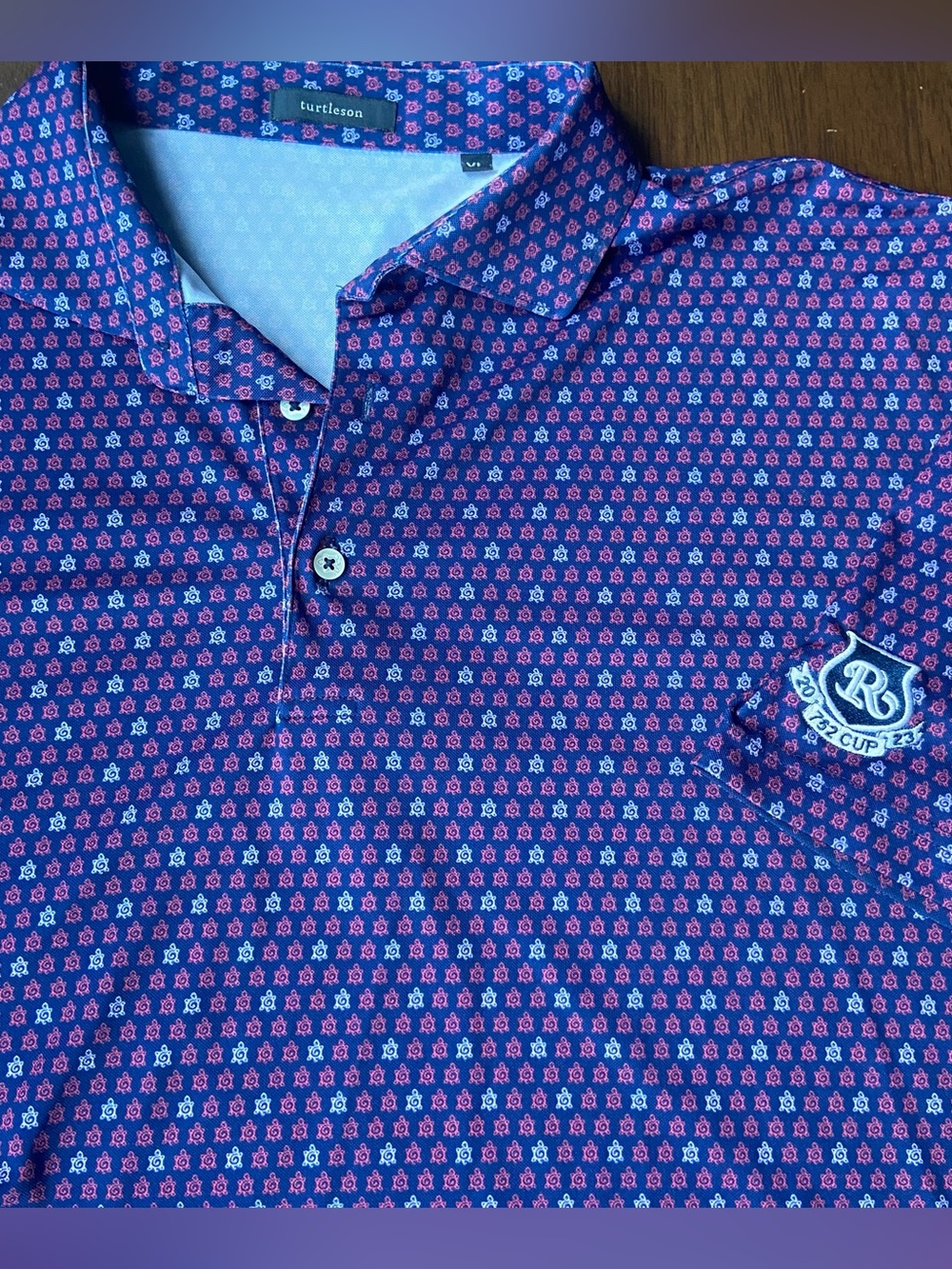 Turtleson Men XL Navy Turtle Print Golf Polo Shirt 2023 732 Cup Performance